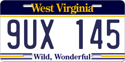 WV license plate 9UX145