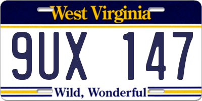 WV license plate 9UX147