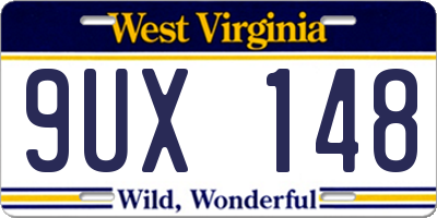 WV license plate 9UX148