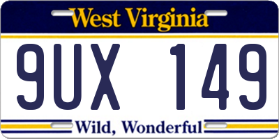 WV license plate 9UX149