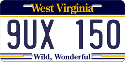 WV license plate 9UX150