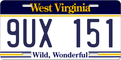 WV license plate 9UX151