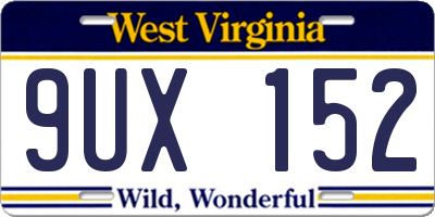 WV license plate 9UX152