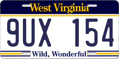 WV license plate 9UX154