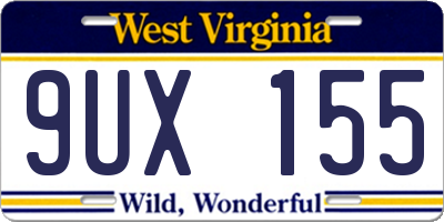 WV license plate 9UX155