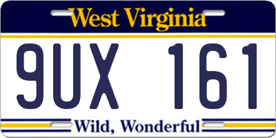 WV license plate 9UX161