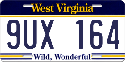 WV license plate 9UX164