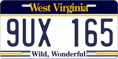 WV license plate 9UX165