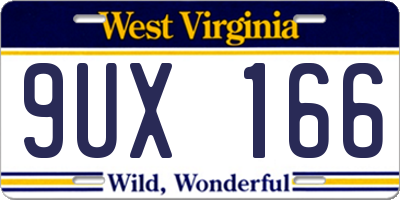 WV license plate 9UX166