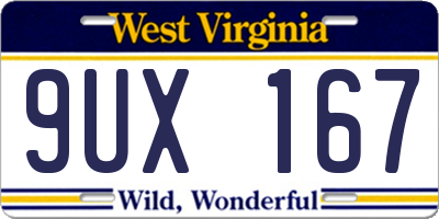 WV license plate 9UX167