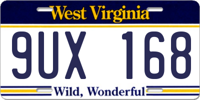 WV license plate 9UX168