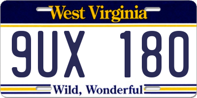 WV license plate 9UX180