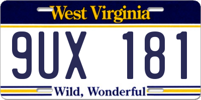 WV license plate 9UX181
