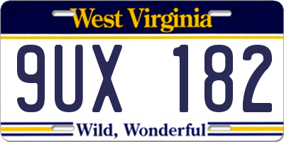 WV license plate 9UX182