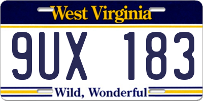 WV license plate 9UX183
