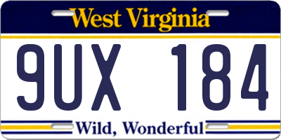 WV license plate 9UX184