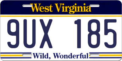 WV license plate 9UX185