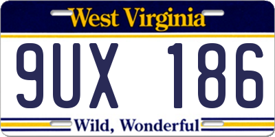 WV license plate 9UX186