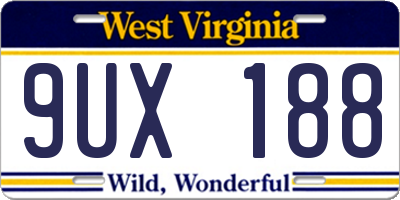 WV license plate 9UX188