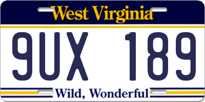 WV license plate 9UX189