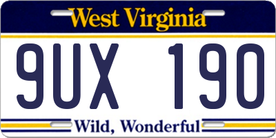 WV license plate 9UX190