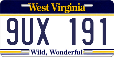 WV license plate 9UX191