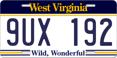 WV license plate 9UX192