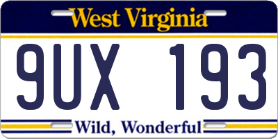 WV license plate 9UX193