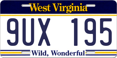 WV license plate 9UX195