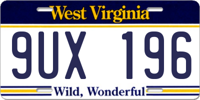 WV license plate 9UX196