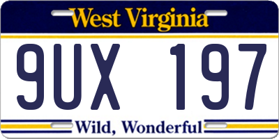 WV license plate 9UX197