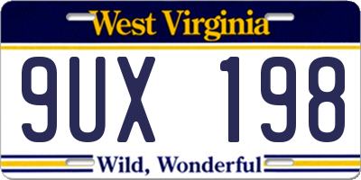 WV license plate 9UX198