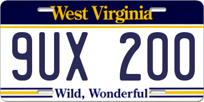 WV license plate 9UX200