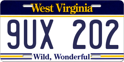 WV license plate 9UX202