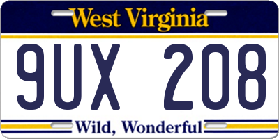 WV license plate 9UX208