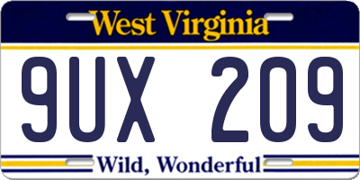 WV license plate 9UX209