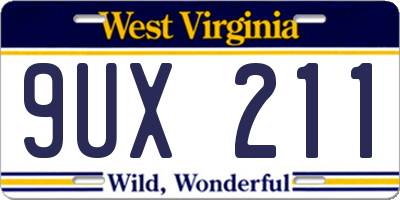 WV license plate 9UX211