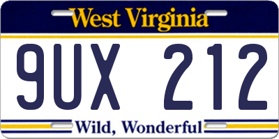 WV license plate 9UX212