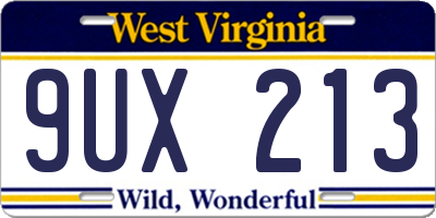 WV license plate 9UX213