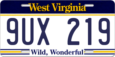 WV license plate 9UX219