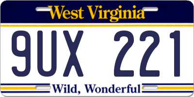 WV license plate 9UX221