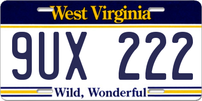 WV license plate 9UX222
