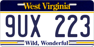 WV license plate 9UX223