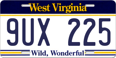 WV license plate 9UX225