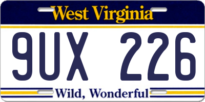 WV license plate 9UX226