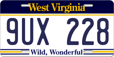 WV license plate 9UX228