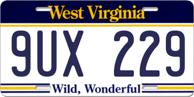 WV license plate 9UX229