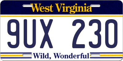 WV license plate 9UX230
