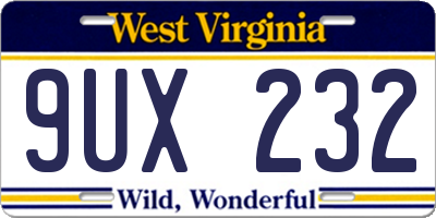 WV license plate 9UX232