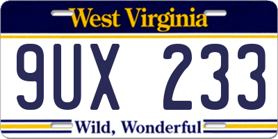 WV license plate 9UX233